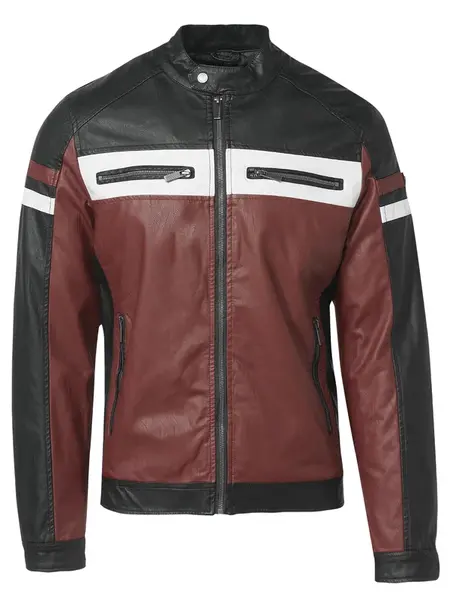 KOROSHI Prechodná bunda  tmavočervená / čierna / biela