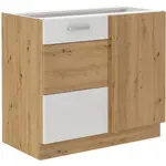 Spodní rohová skříňka Artisan 105 DN 1F BB Barva korpusu: Dub artisan, Barva dvířek: Bílý lesk