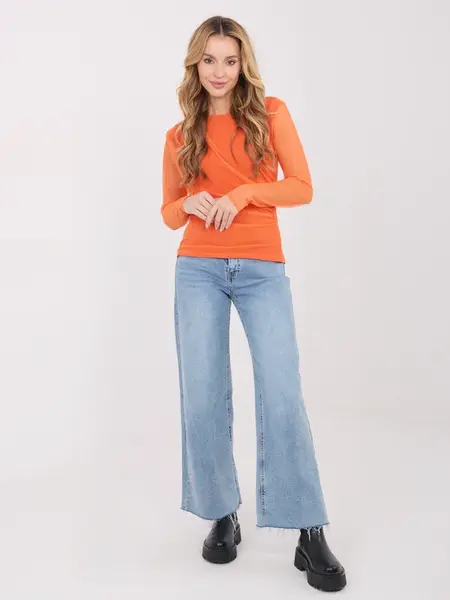 Oranžová halenka s dlouhým rukávem