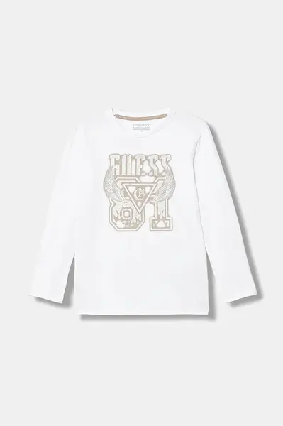 Dětské bavlněné tričko s dlouhým rukávem Guess