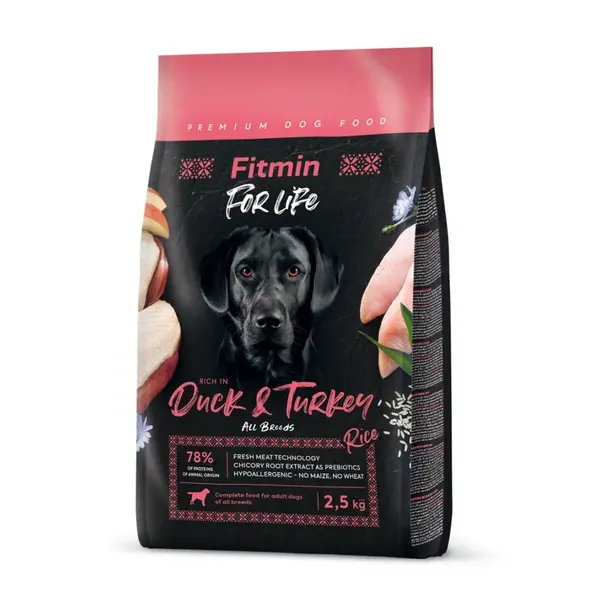 Fitmin For Life Duck & Turkey krmivo pro psy 2,5 kg