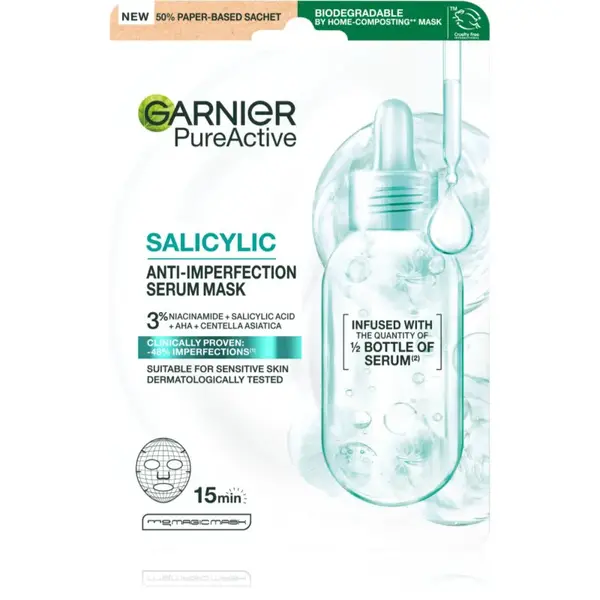 Garnier Pure Active Salicylic plátenná maska proti nedokonalostiam pleti 1 ks