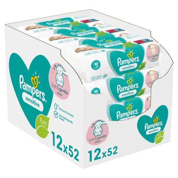 PAMPERS Sensitive Vlhčené ubrousky 12 x 52 ks