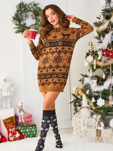 Resti Christmas sweater women's dress in green