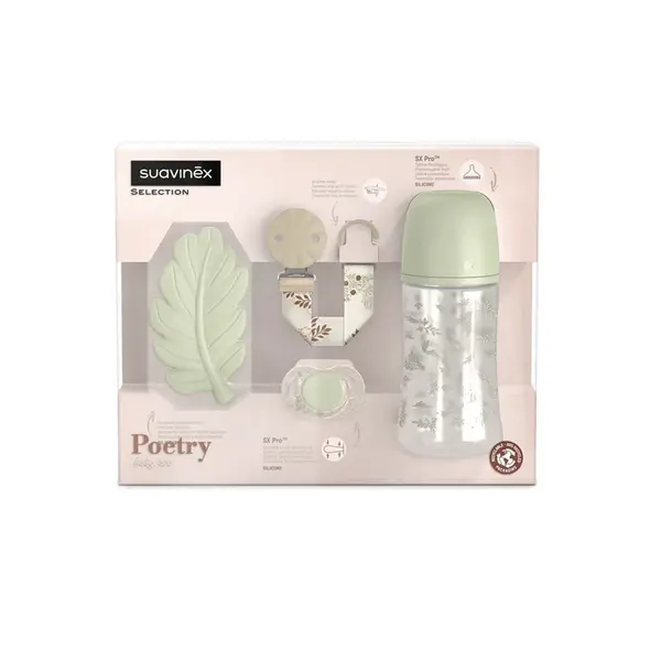 Suavinex Poetry Dárkový set 0m+ 4 ks zelený