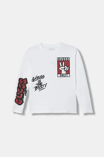 Bavlnené tričko s dlhým rukávom Guess