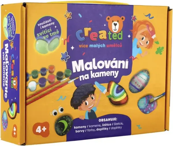 Malování na kameny/oblázky svítící ve tmě s barvami se štětci