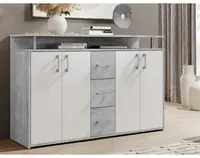 Komoda Drift, šedý beton/bílá