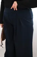 Kesi Włoski Dámske nohavice Plus Size so širokými nohavicami a skladaním modré