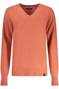 Dámský oranžový svetr s výstřihem do V