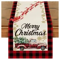 Lněný vánoční běhoun MERRY CHRISTMAS 33x180 cm, červený