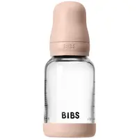 BIBS Baby Glass Bottle Silicone antikoliková lahev se silikonovým pítkem Blush 120 ml