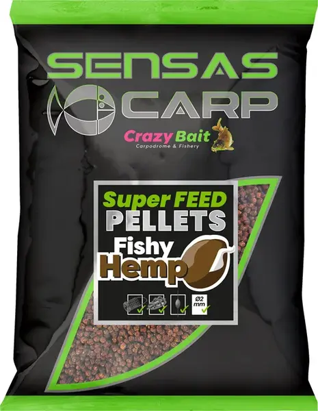 Sensas pelety super feed fishy hemp 650 g - 4 mm