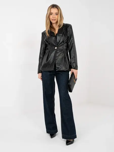 Kožený čierny blazer