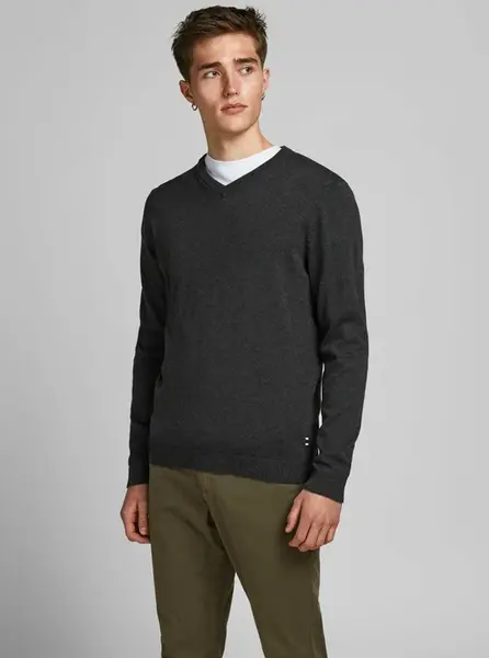 Tmavě šedý basic svetr Jack & Jones Basic - Pánské