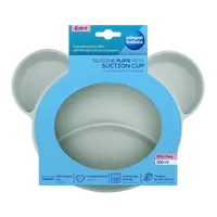 CANPOL BABIES Tanier silikónový delený s prísavkou Medvedík zelený