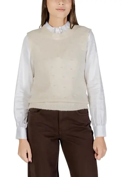 Béžový dámský svetr bez rukávů