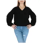 Černý vlněný svetr s výstřihem do V