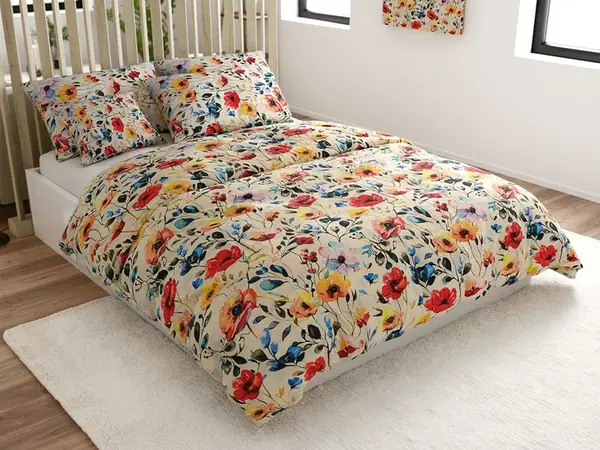 Krepové obliečky FLOREEN krémové Rozmer obliečky: 70 x 90 cm | 140 x 200 cm