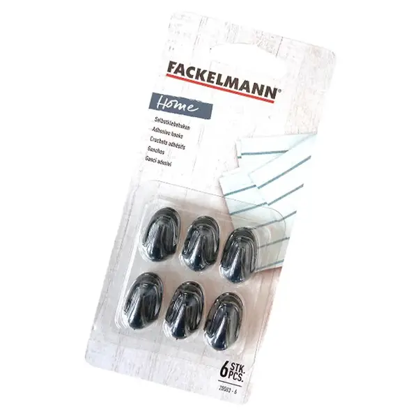 Háčky samolepící 2,5cm black 20503