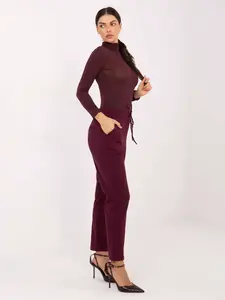 Bordové kalhoty s vysokým pasem