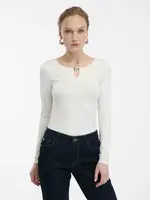 Krémový dámský top s dlouhým rukávem