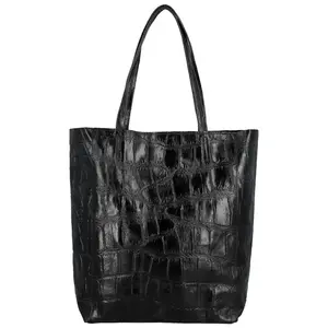 Dámská kožená kabelka na rameno černá - Delami Vera Pelle Rista