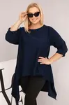 Kesi Dámská tunika Plus Size bavlněná s asymetrickým střihem granátová