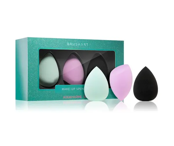 BrushArt Sada houbiček na make-up 3 ks Aquamarine Green