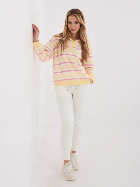 Žlutá pruhovaná halenka s krátkým rukávem