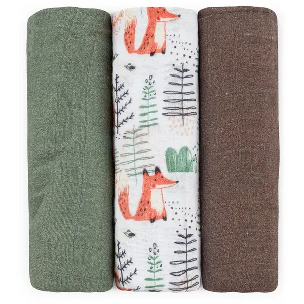 Petite&Mars Moussy látkové plienky Forest Fox 68 x 68 cm 3 ks