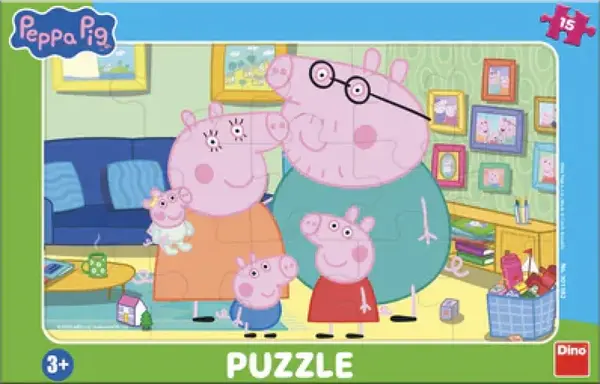 Deskové puzzle Peppa v obývacím pokoji 15 dílků - -