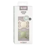BIBS Ortodontické silikonové dudlíky Supreme, velikost 2, slonová kost/šalvěj 2 ks
