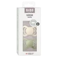 BIBS Ortodontické silikonové dudlíky Supreme, velikost 2, slonová kost/šalvěj 2 ks