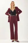 Trendyol Burgundy Pleated Wide Leg/Wide Leg Woven Trousers