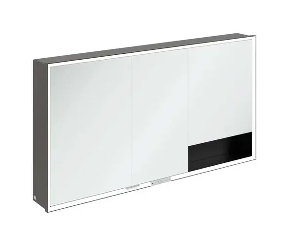 Villeroy & Boch My View+ - Zrkadlová skrinka s LED osvetlením 140x75x17 cm, 3 dvierka, matná čierna B4811400