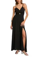 Čierne maxi šaty s ramienkami