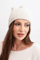 Dámská zimní čepice s oušky a žebrovaným úpletem