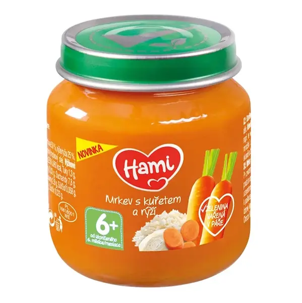 HAMI Masozeleninový příkrm mrkev s kuřetem a rýží 6m+ 125 g