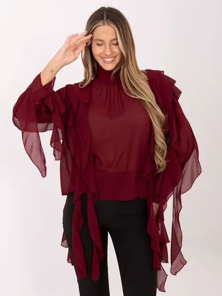 Bordová šifónová blúzka s volánmi