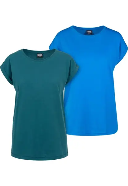 Women's T-shirt with extended shoulder 2-pack blue-green/light blue