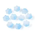 Transparent Two Tone Spray Painted Glass Bead Caps