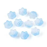 Transparent Two Tone Spray Painted Glass Bead Caps