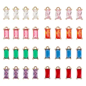 32Pcs 8 Colors Transparent Glass Charms