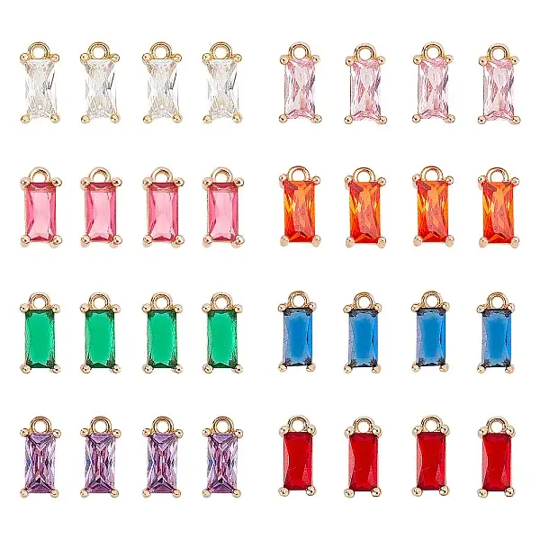 32Pcs 8 Colors Transparent Glass Charms