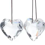 2Pcs Glass Heart Pendant Decorations