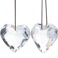2Pcs Glass Heart Pendant Decorations