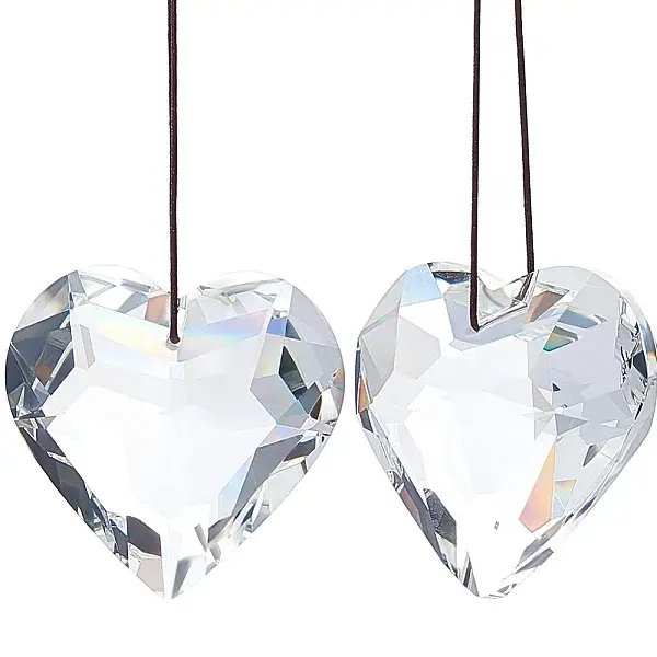 2Pcs Glass Heart Pendant Decorations