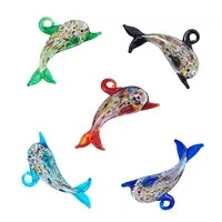 5Pcs 5 Colors Handmade Silver Foil Lampwork Big Pendants