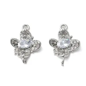 Brass Micro Pave Cubic Zirconia Connector Charms